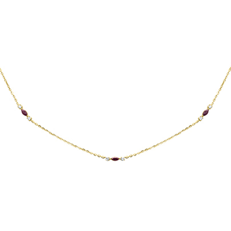 Muse Jewelry .34ct G SI 14K Yellow Gold Diamond & Ruby Pendant Necklace 16 + 2" Ext