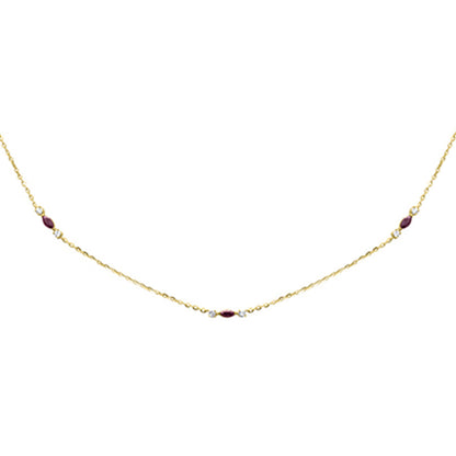 Muse Jewelry .34ct G SI 14K Yellow Gold Diamond & Ruby Pendant Necklace 16 + 2" Ext