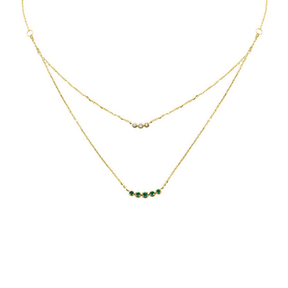 Muse Jewelry .23ct G SI 14K Yellow Gold Diamond & Emerald Pendant Necklace 16 + 2" Ext