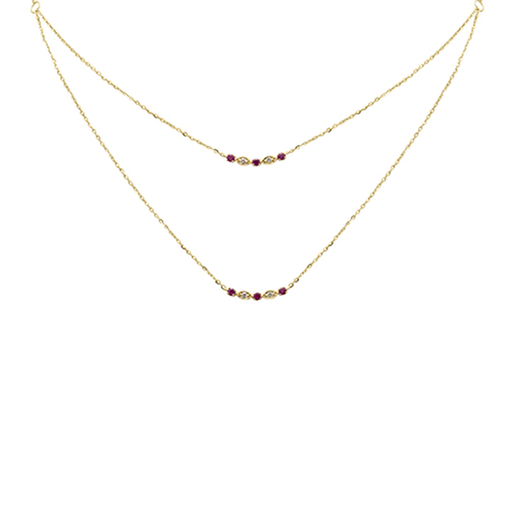 Muse Jewelry .25ct G SI 14K Yellow Gold Diamond & Ruby Pendant Necklace 16 + 2" Ext