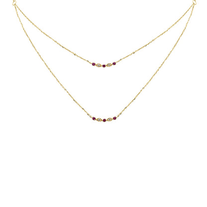 Muse Jewelry .25ct G SI 14K Yellow Gold Diamond & Ruby Pendant Necklace 16 + 2" Ext