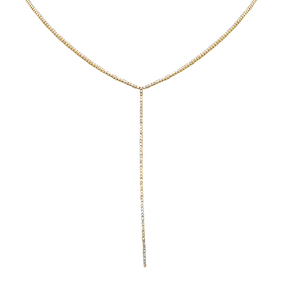 Muse Jewelry 2.66ct G SI 14K Yellow Gold Round Diamond Lariat Tennis Necklace 14 + 4" Ext