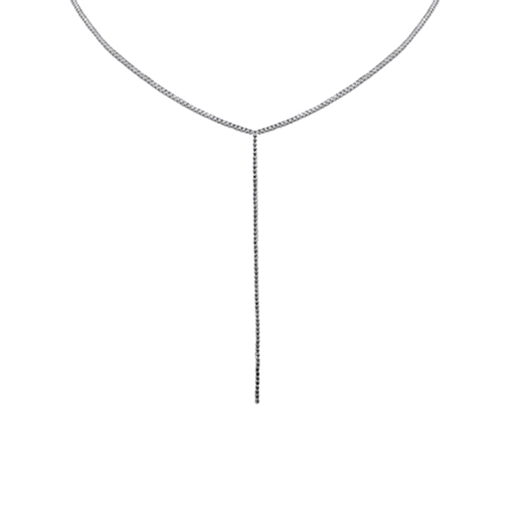 Muse Jewelry 3.45ct G SI 14K White Gold Blue Sapphire Lariat Tennis Necklace 14 + 4" Ext