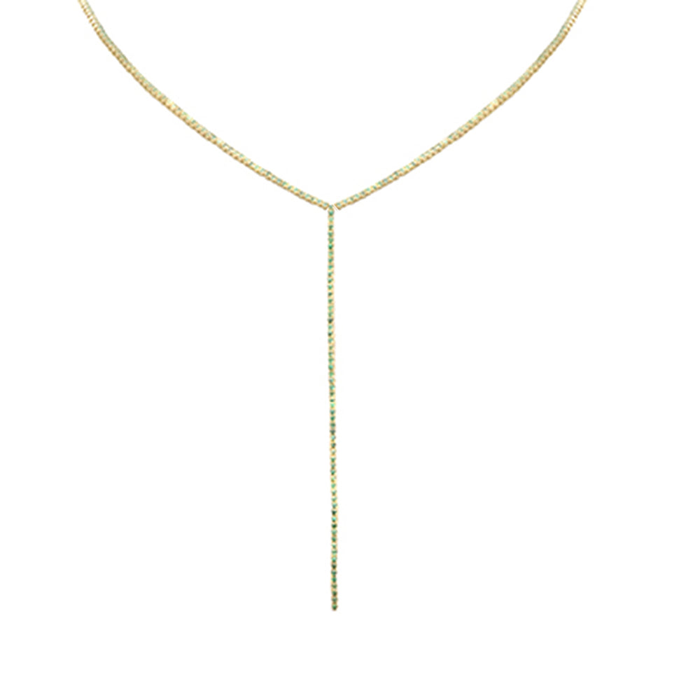 Muse Jewelry 2.52ct G SI 14K Yellow Gold Emerald Lariat Tennis Necklace 14 + 4" Ext