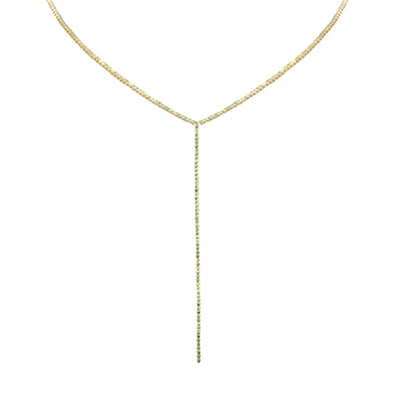 Muse Jewelry 2.52ct G SI 14K Yellow Gold Emerald Lariat Tennis Necklace 14 + 4" Ext