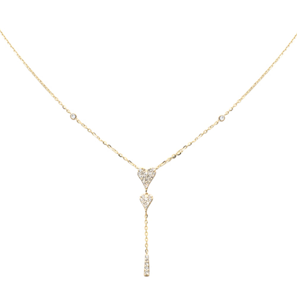 Muse Jewelry .23ct G SI 14K Yellow Gold Diamond Heart Dangling Pendant Necklace 16+2" Long