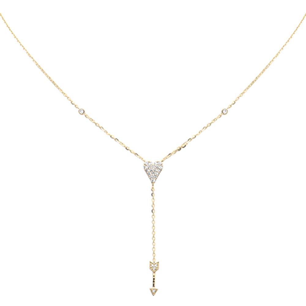 Muse Jewelry .24ct G SI 14K Yellow Gold Diamond Heart Arrow Dangling Pendant Necklace 16+2" Long