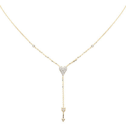 Muse Jewelry .24ct G SI 14K Yellow Gold Diamond Heart Arrow Dangling Pendant Necklace 16+2" Long