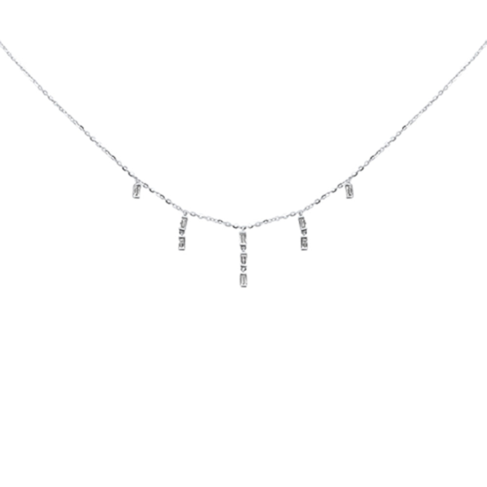 Muse Jewelry .18CT G SI 14K White Gold Diamond Dangling Necklace 16+2" Long