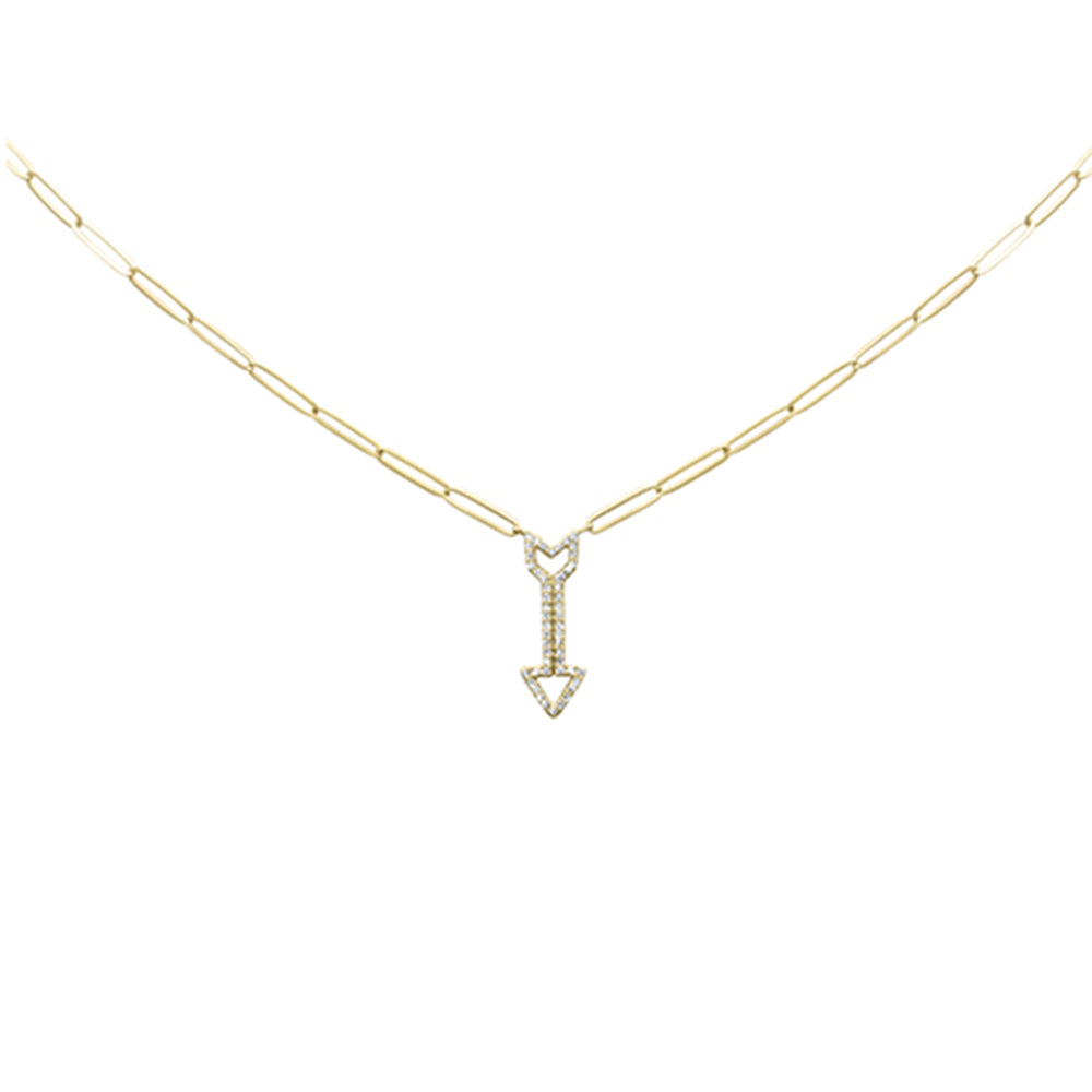 Muse Jewelry .25ct G SI 14K Yellow Gold Diamond Arrow Pendant Paperclip Necklace 18" Long