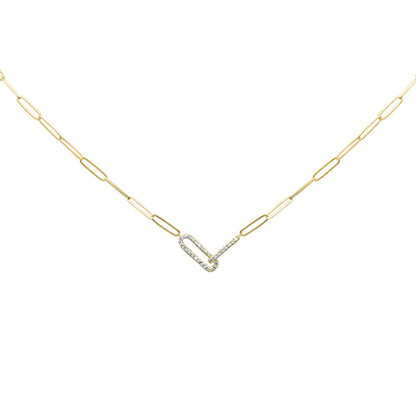 Muse Jewelry .21ct G SI 14k Yellow Gold Diamond Paperclip Pendant Paperclip Necklace 18" Long