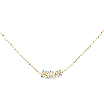 Muse Jewelry .18ct G SI 14K Yellow Gold Diamond Olive Branch Pendant Bracelet 16+2"Long