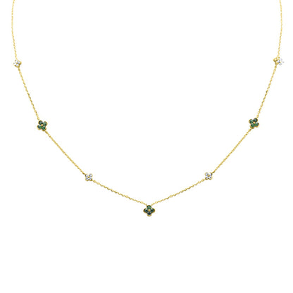 Muse Jewelry .35ct G SI 14K Yellow Gold Diamond & Emerald Gemstones Pendant Necklace 16+2" Long