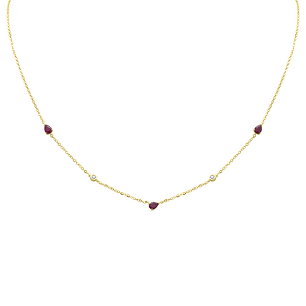 Muse Jewelry .60ct G SI 14K Yellow Gold Diamond & Ruby Pendant Pendant Necklace 16+2" Long