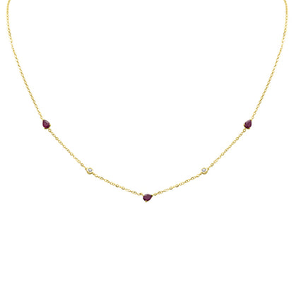 Muse Jewelry .60ct G SI 14K Yellow Gold Diamond & Ruby Pendant Pendant Necklace 16+2" Long