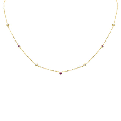 Muse Jewelry .31ct G SI 14K Yellow Gold Diamond & Ruby Gemstone Pendant Necklace 16+2" Long