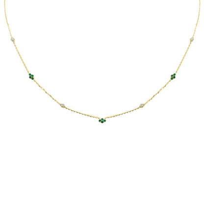 Muse Jewelry .29ct G SI 14K Yellow Gold Diamond & Emerald Gemstone Pendant Necklace 16+2" Long