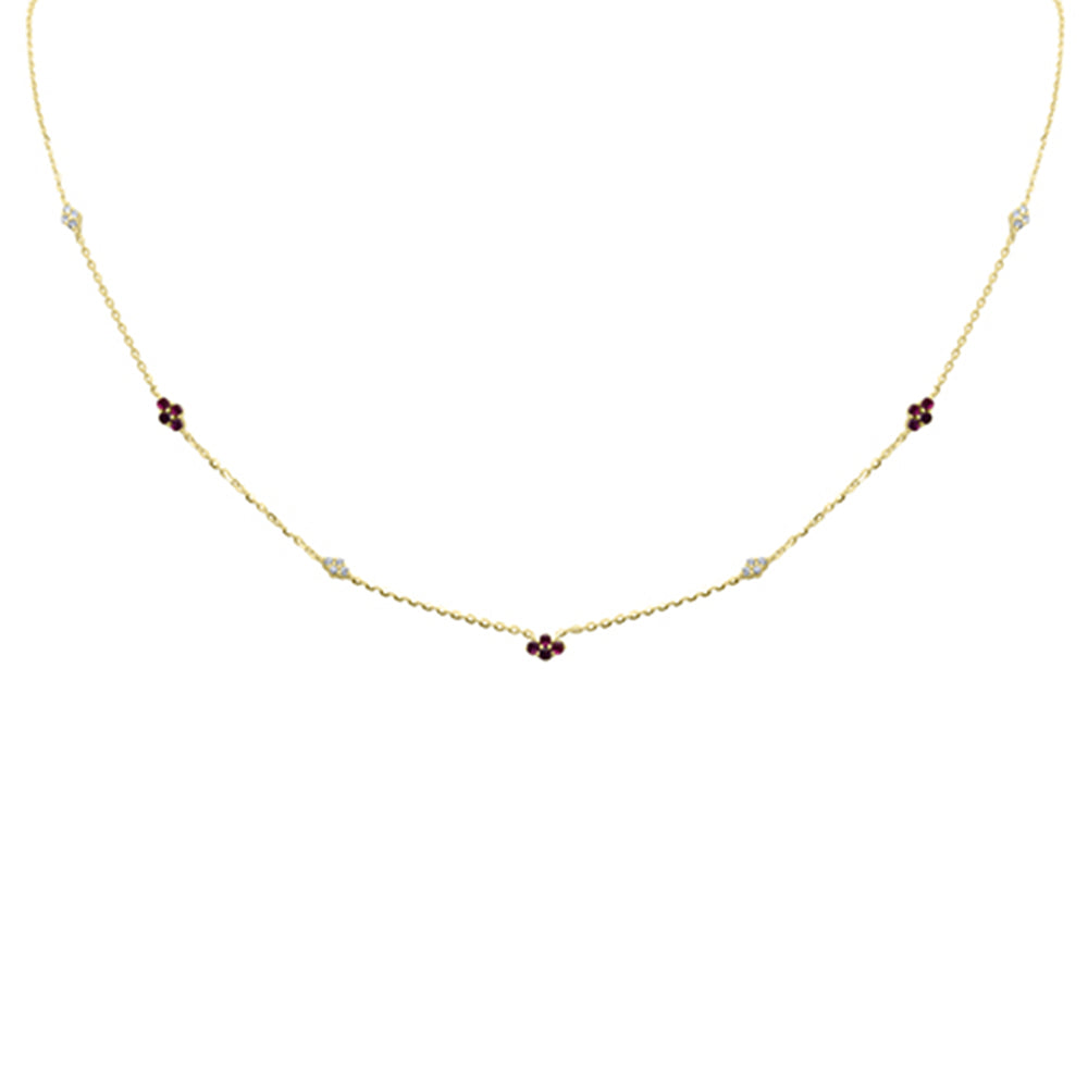 Muse Jewelry .41ct G SI 14K Yellow Gold Diamond & Ruby Gemstone Pendant Necklace 16+2" Long