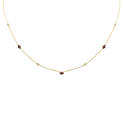 Muse Jewelry .41ct G SI 14K Yellow Gold Diamond & Ruby Gemstone Pendant Necklace 16+2" Long