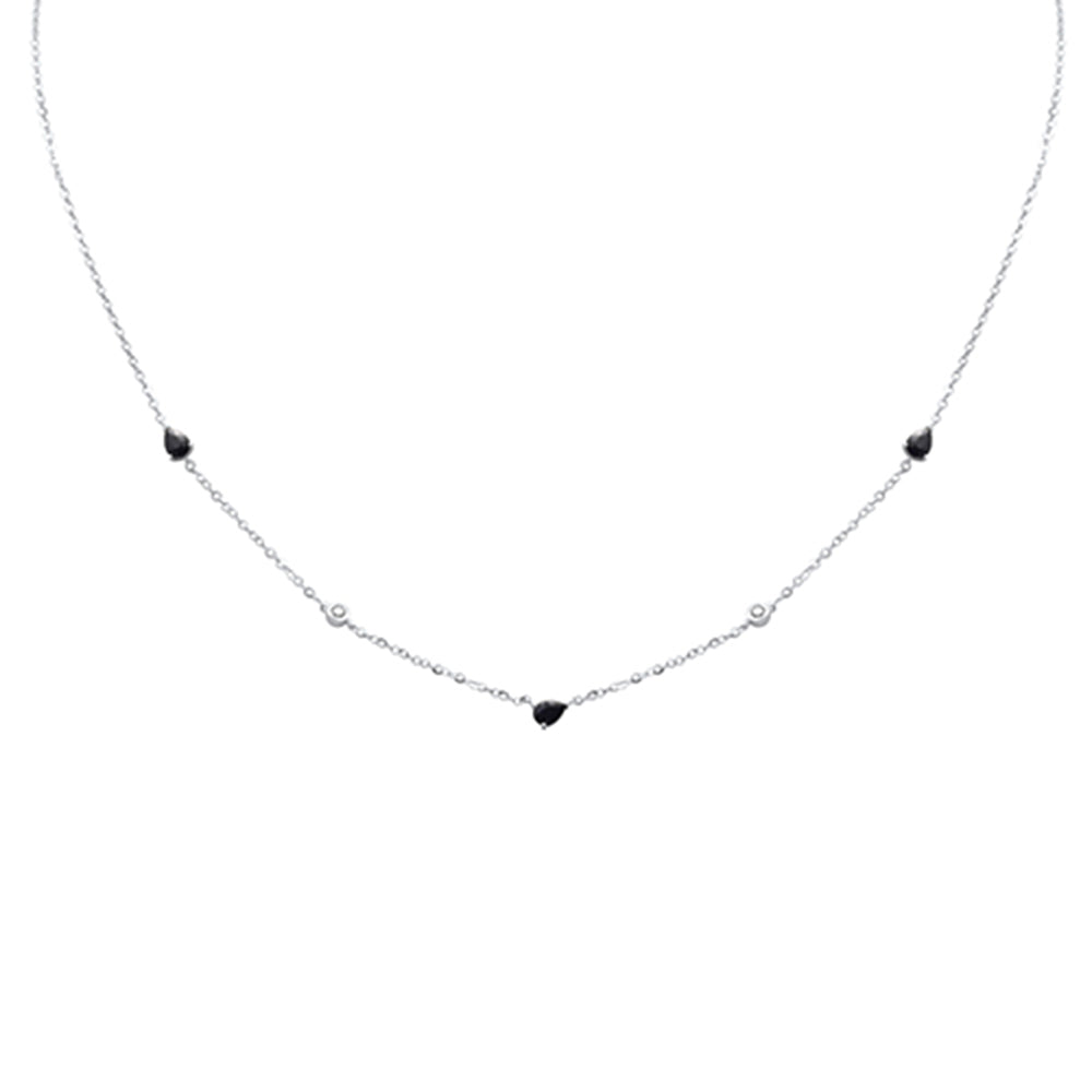 Muse Jewelry .66ct G SI 14K White Gold Diamond & Blue Sapphire Gemstone Pendant Necklace 16+2" Long