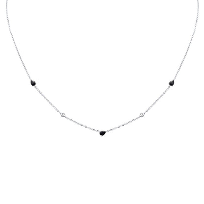 Muse Jewelry .66ct G SI 14K White Gold Diamond & Blue Sapphire Gemstone Pendant Necklace 16+2" Long