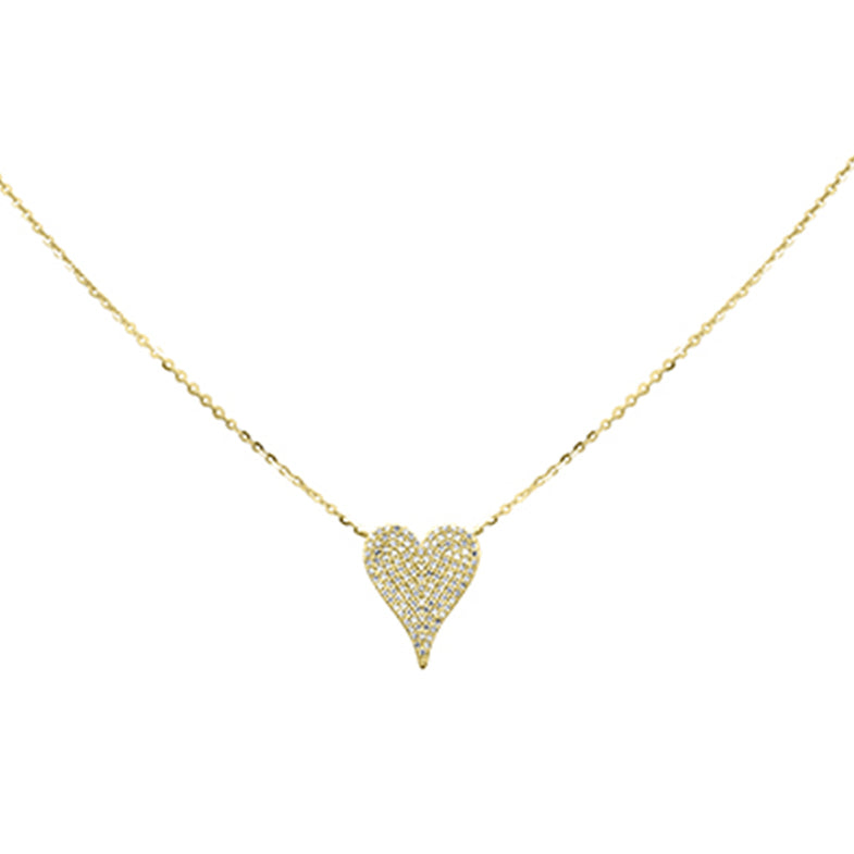 Muse Jewelry .24ct G SI 14K Yellow Gold Diamond Heart Pendant Necklace 16+2" Long