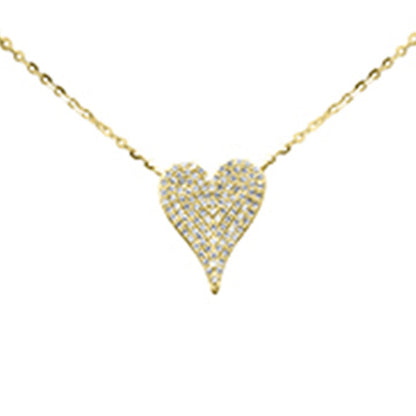 Muse Jewelry .21ct G SI 14K Yellow Gold Diamond Heart Pendant Necklace 16+2" Long