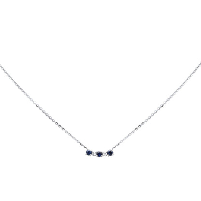 Muse Jewelry .29ct G SI 14K White Gold Diamond Blue Sapphire Pendant Necklace 16+2" Long