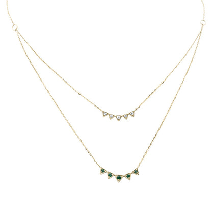 Muse Jewelry .26ct G SI 14K Yellow Gold Diamond & Emerald Gemstone Pendant Necklace 16+2" Long