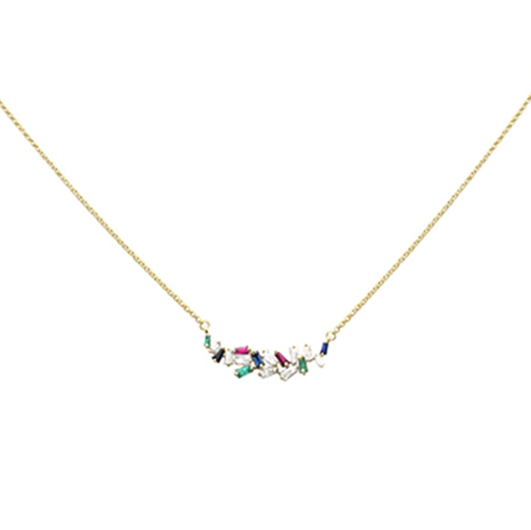 Muse Jewelry .66ct G SI 14K Yellow Gold Diamond & Multi Color Pendant Necklace 18"Long