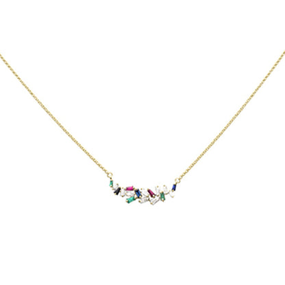 Muse Jewelry .66ct G SI 14K Yellow Gold Diamond & Multi Color Pendant Necklace 18"Long