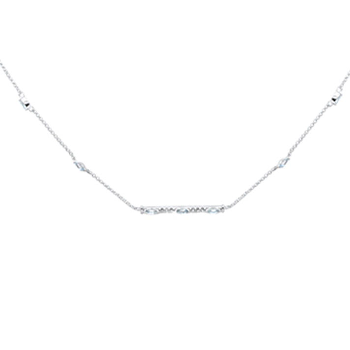 Muse Jewelry .53ct G SI 14K White Gold Aquamarine Pendant Necklace 16 + 2" Ext