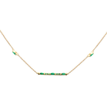 Muse Jewelry .58ct G SI 14K Yellow Gold Green Emerald Gemstone Pendant Necklace 16 + 2" Ext