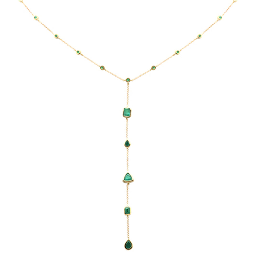 Muse Jewelry 1.69ct G SI 14K Yellow Gold Emerald Lariat Necklace 16 + 2" Ext