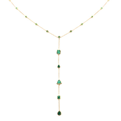 Muse Jewelry 1.69ct G SI 14K Yellow Gold Emerald Lariat Necklace 16 + 2" Ext