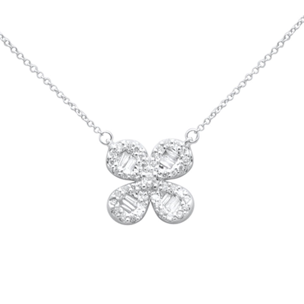 Muse Jewelry .54ct G SI 14K White Gold Diamond Flower Pendant Necklace 16 + 2" Ext