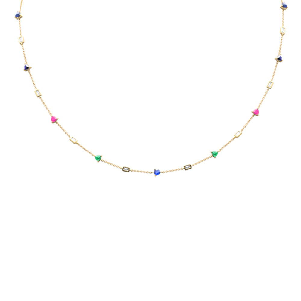 Muse Jewelry 1.58ct G SI 14K Yellow Gold Diamond & Multi Color Necklace 16 + 2" Ext