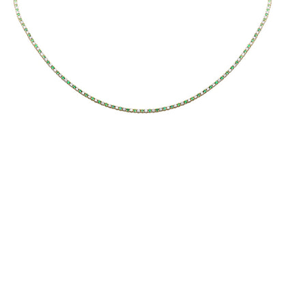 Muse Jewelry 3.77ct G SI 14K Yellow Gold Diamond & Green Emerald Tennis Necklace 16 + 2" Ext