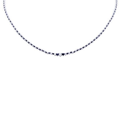 Muse Jewelry 3.56ct G SI 14K White Gold Diamond & Blue Sapphire Graduated Tennis Necklace 16" Long