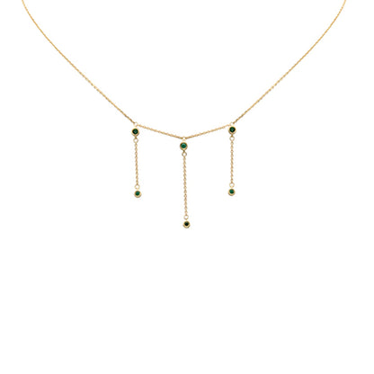 Muse Jewelry .16ct G SI 14K Yellow Gold Green Emerald Gemstone Dangling Necklace 16 + 2" Ext