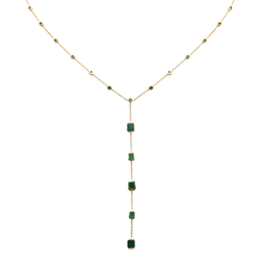 Muse Jewelry 2.19ct G SI 14K Yellow Gold Emerald Gemstone Lariat Necklace 16 + 2" Ext