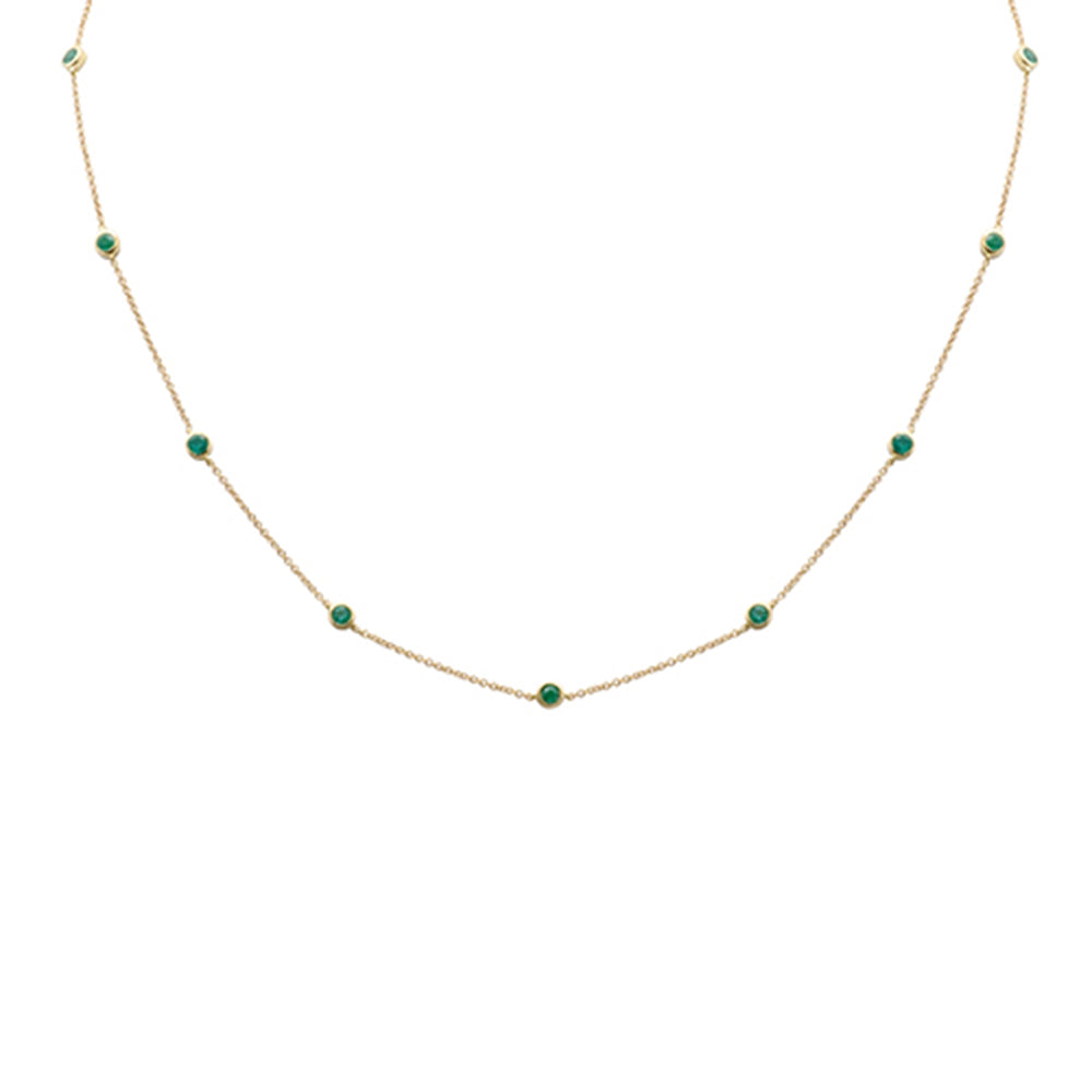 Muse Jewelry .62ct G SI 14K Yellow Gold Green Emerald Gemstone Pendant Necklace 16 + 2" Ext