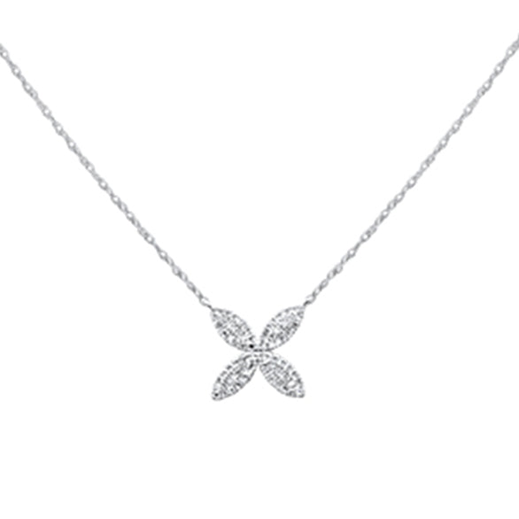 Muse Jewelry .25ct G SI 14K White Gold Diamond Flower Pendant Necklace 18" Long