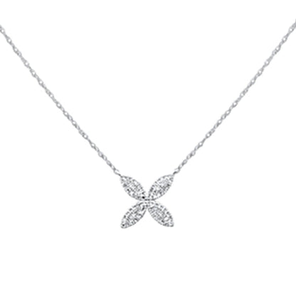 Muse Jewelry .25ct G SI 14K White Gold Diamond Flower Pendant Necklace 18" Long