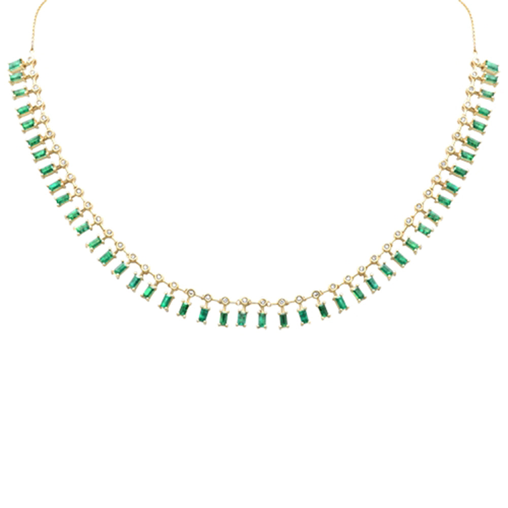 Muse Jewelry 9.22ct G SI 14K Yellow Gold Diamond & Emerald Dangling Necklace 18" Long