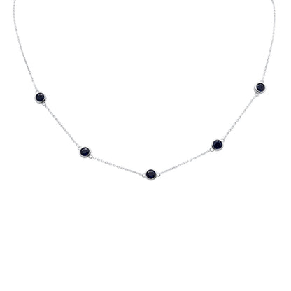 Muse Jewelry 1.82ct G SI 14K White Gold Blue Sapphire Necklace 16" + 2" EXT