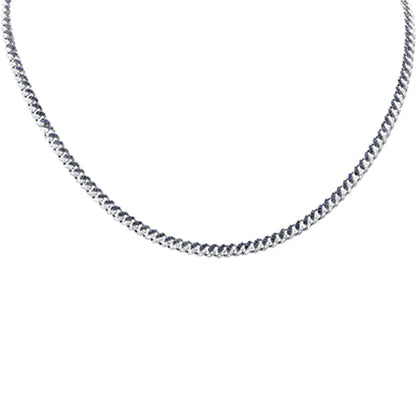 Muse Jewelry 2.05ct G SI 14K White Gold Diamond & Blue Sapphire Cuban Necklace 16 " Long