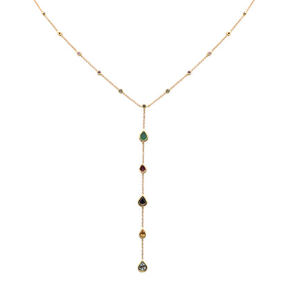 Muse Jewelry 1.73ct G SI 14K Yellow Gold Diamond Multi Color Pendant Necklace 16+2" Long