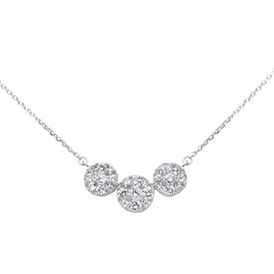 Muse Jewelry .97ct G SI 14k White Gold Diamond Round Shape Three Pendant Necklace 16+2" Long Chain