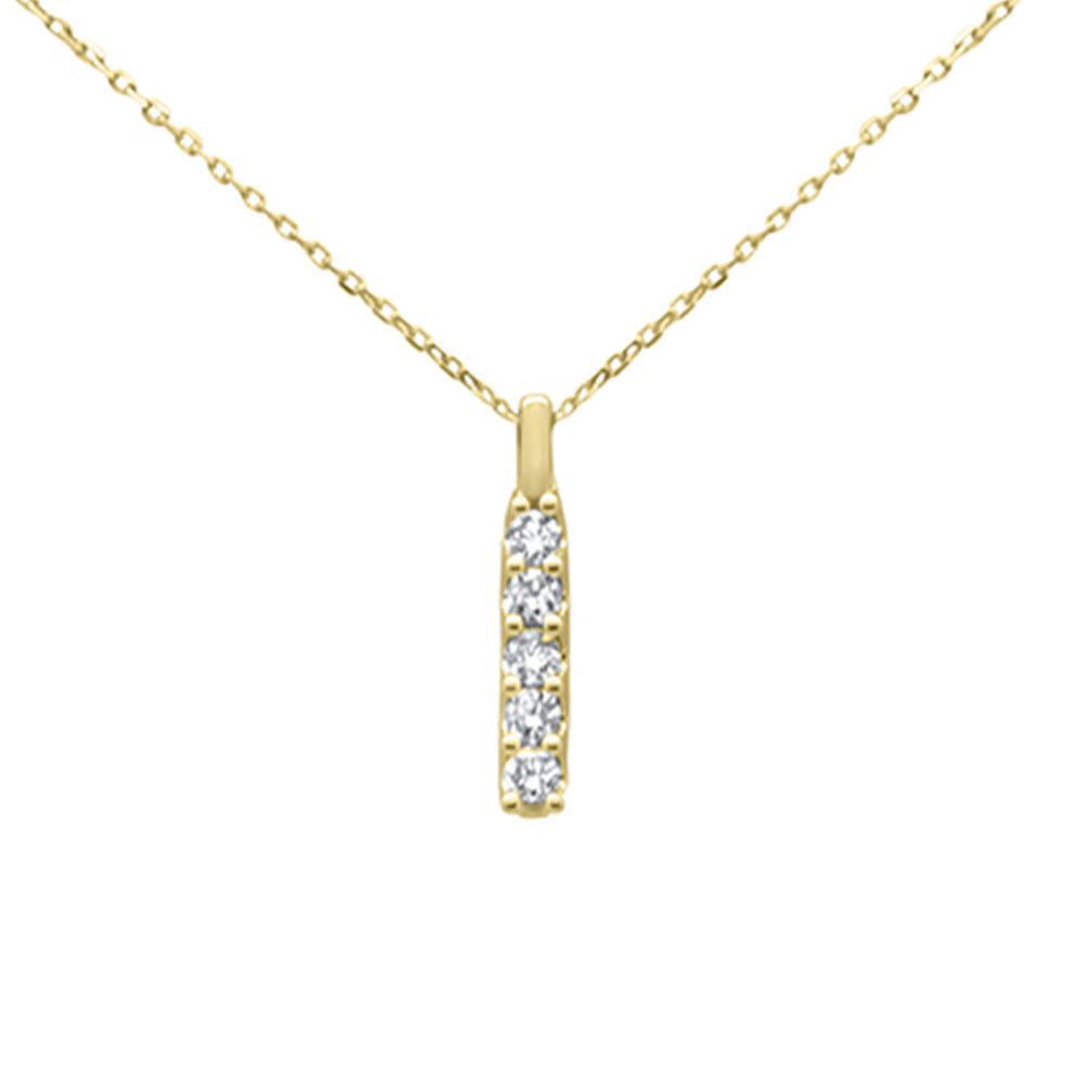 Muse Jewelry .34ct G SI 14K Yellow Gold Diamond 5-Stone Drop Pendant Necklace 18" Long Chain